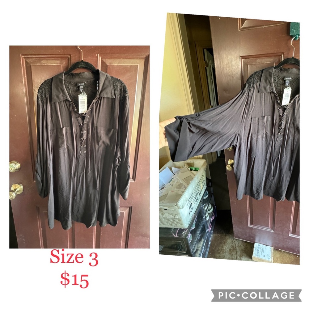 black shoulder lace 3/4 sleeve